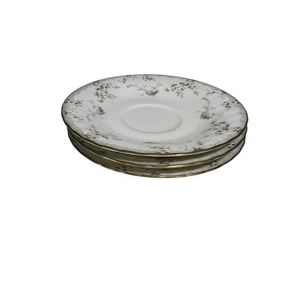 VTG Mikasa Saucer Roselle Pattern Fine Bone China Set of 3 MCM 6” - Picture 11 of 11